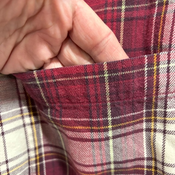 Vintage Eddie Bauer ladies boxy button down plaid top made in Hong Kong sz Large - Picture 8 of 15